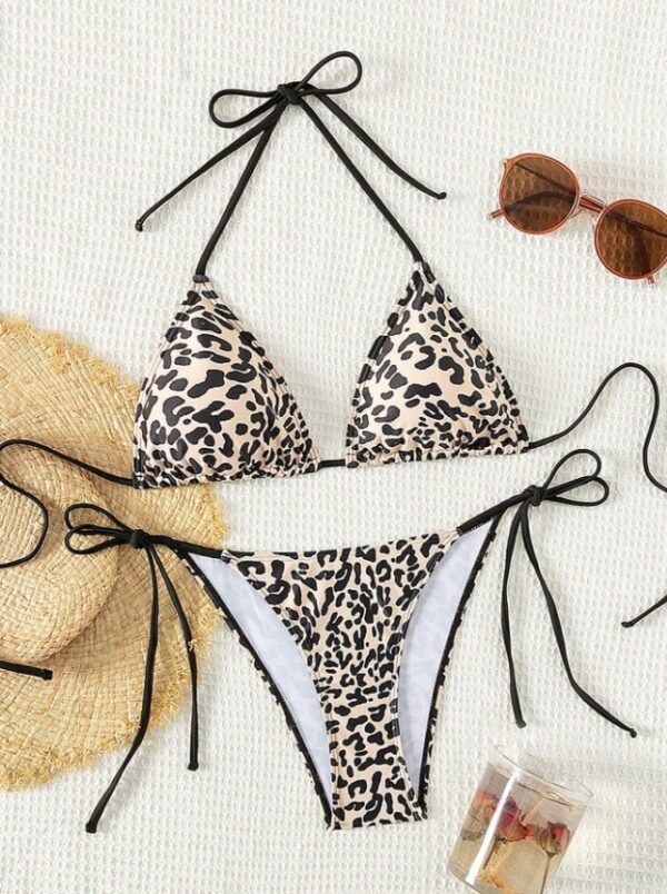 Women's Summer Beach Snake Print Halter Sexy Bikini Set Separates Bikini Set, Random Print