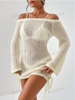 Off Shoulder Knot Side Cover Up Dress Without Bikini