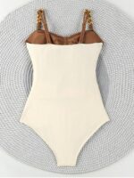 Colorblock Cut-Out Women Sexy Spaghetti Strap One-Piece Swimsuit