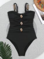 Colorblock Cut-Out Women Sexy Spaghetti Strap One-Piece Swimsuit