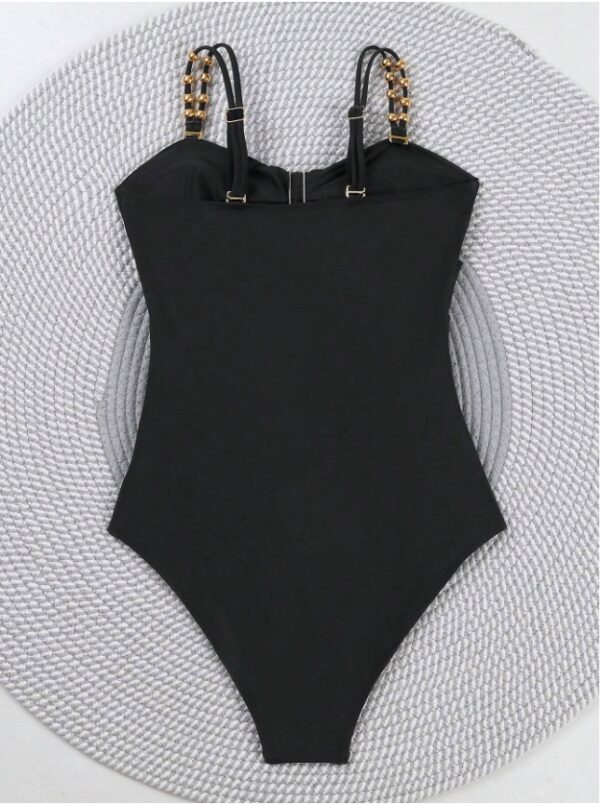 Colorblock Cut-Out Women Sexy Spaghetti Strap One-Piece Swimsuit