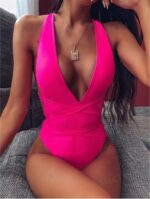 Swim Summer Beach Crisscross Knot Front One Piece Swimsuit