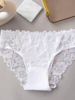 5pcs Women's Solid Color Lace Triangle Underwear