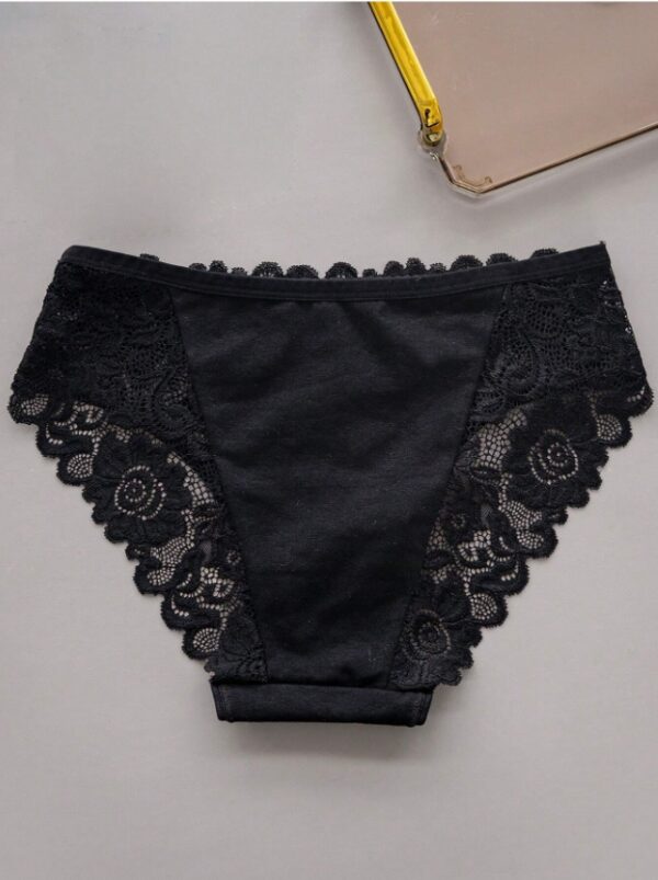 5pcs Women's Solid Color Lace Triangle Underwear