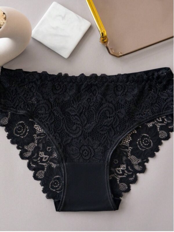 5pcs Women's Solid Color Lace Triangle Underwear