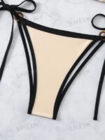 Summer Beach Color Block Bikini Set With Stitching, Two-Piece Set