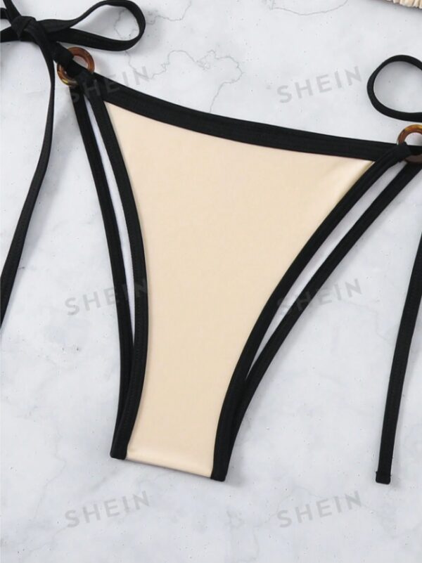 Summer Beach Color Block Bikini Set With Stitching, Two-Piece Set