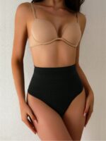 2pcs High-Waisted Tummy Control Shapewear Panties With Sexy Triangle T-Back Design For Women